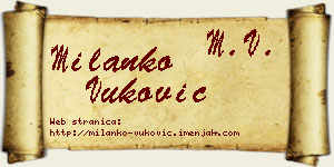 Milanko Vuković vizit kartica
